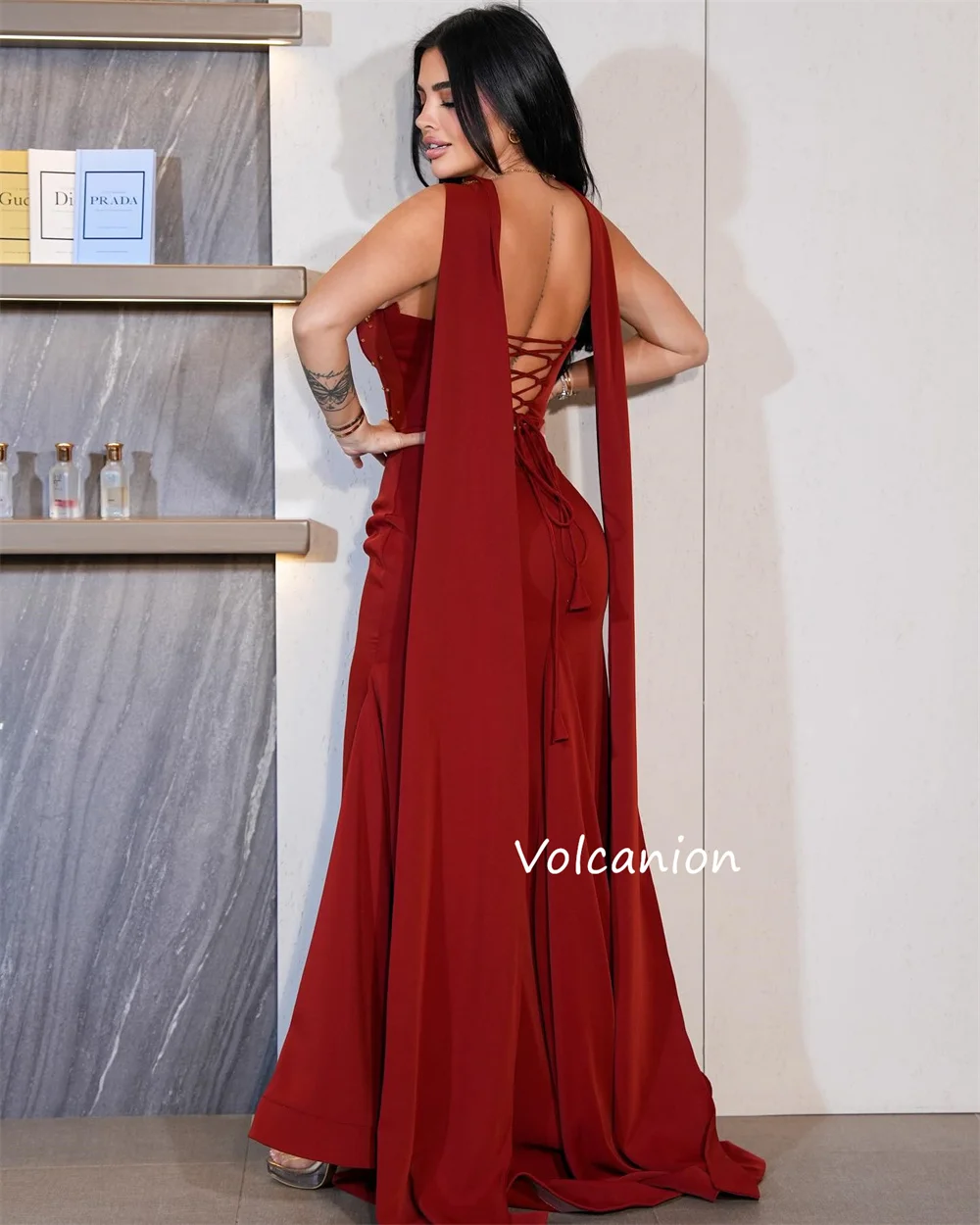 Maßgeschneiderte formelle Jersey-Falte mit Paillettenmuster, Meerjungfrau, trägerlos, lange Kleider, maßgeschneiderter Anlass, Promi, exquisit