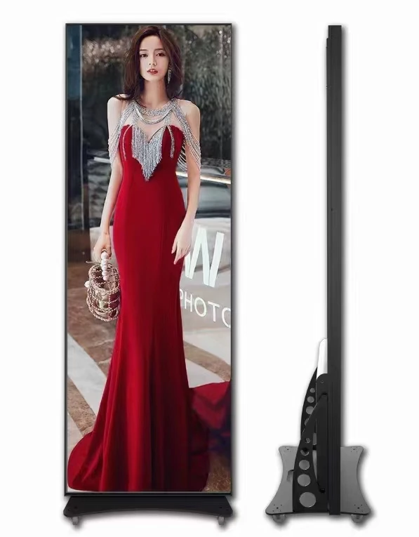P1.86 Pubblicità in movimento Negozio Supporto a terra Schermo di visualizzazione verticale per poster a LED per interni