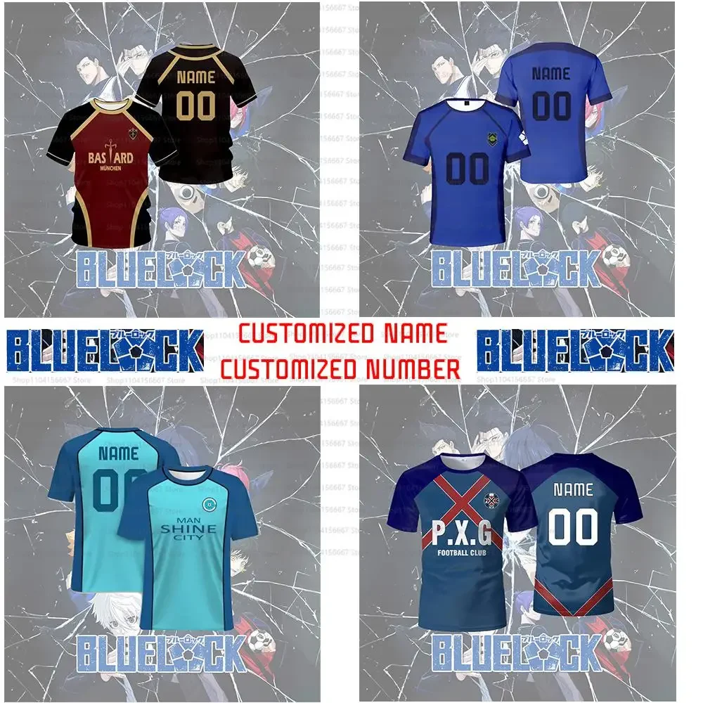 

Blue Lock Customized Name Digital Cartoon Anime Cosplay Men's Sports Shirt Summer Children's T-shirt Top Oversized T-shirt Top