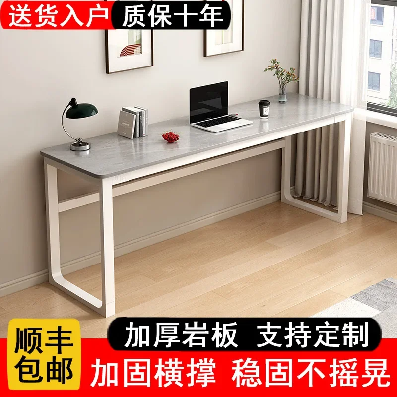 Italian real rock slab desk long table narrow bar table bedroom writing against the wall electric mini desk