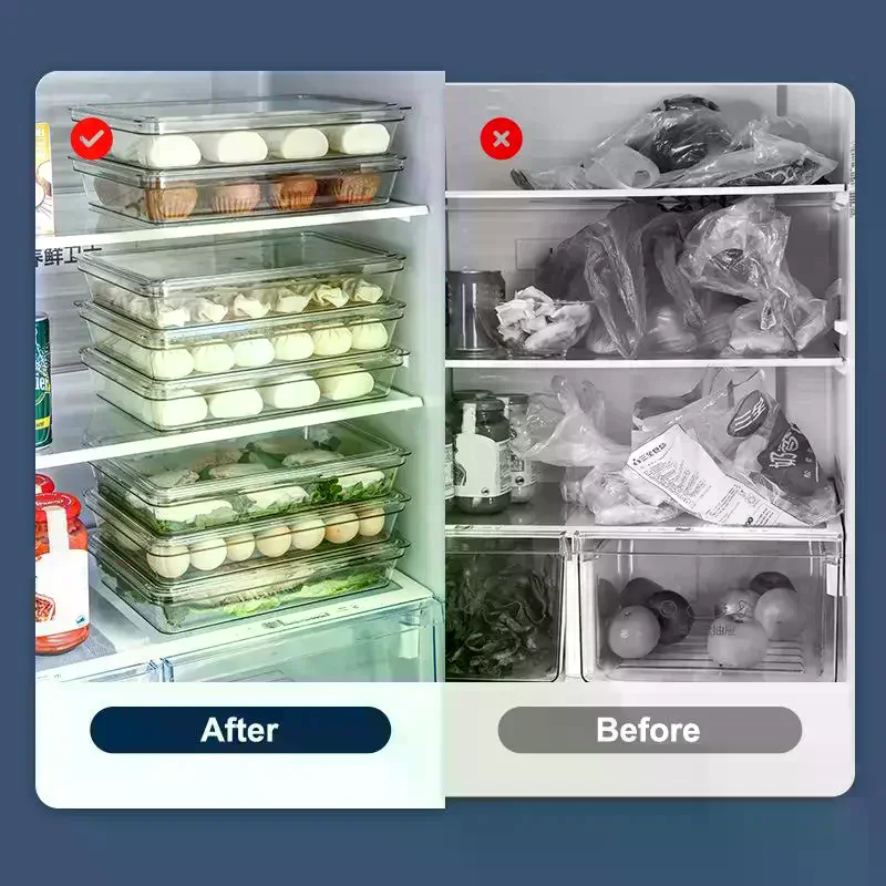 Dumpling Storage Box Single-Layer Transparent Refrigerator Dumpling Fresh Keeping Container Home Kitchen Food Sealed Storage Box