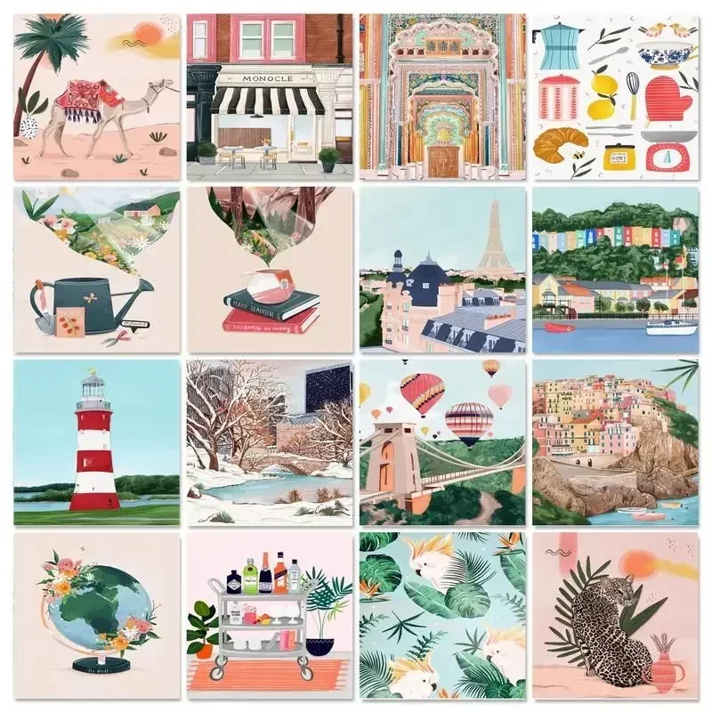 

615233 Painting By Number Scenery Citysite Art DIY Frame Picture By Numbers Abstract Landscape Acrylic Paint