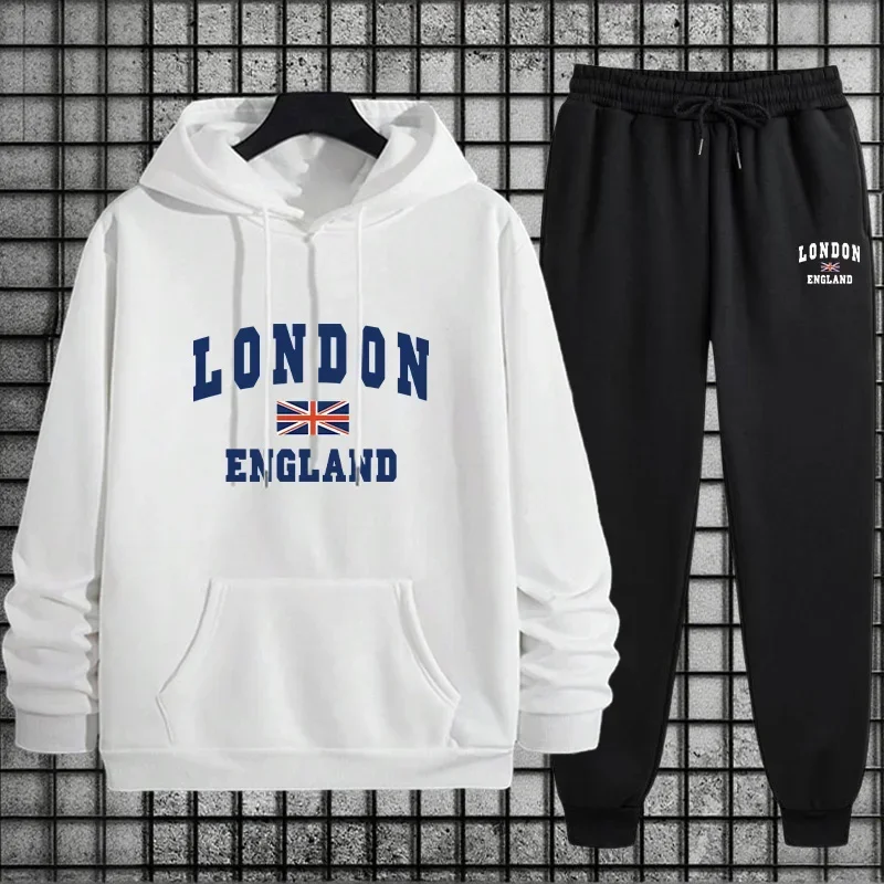 Autumn Winter Popular Mens Tracksuit Hoodie + Sweatpants 2piece Set Urban Casual Fashion Sportswear Male Sweatshirt Jogging Suit - view 2