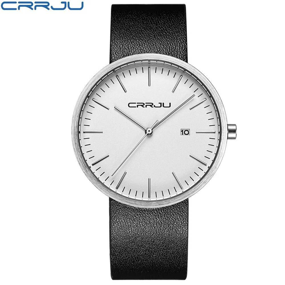 CRRJU Top Brand Luxury Mens Watch Male Casual Quartz Wristwatch Leather Military Waterproof Sport Gift Clock Relogio Masculino