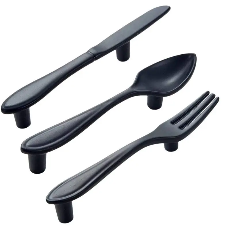 Door Handle 3-Handle Kitchen Handle - Black