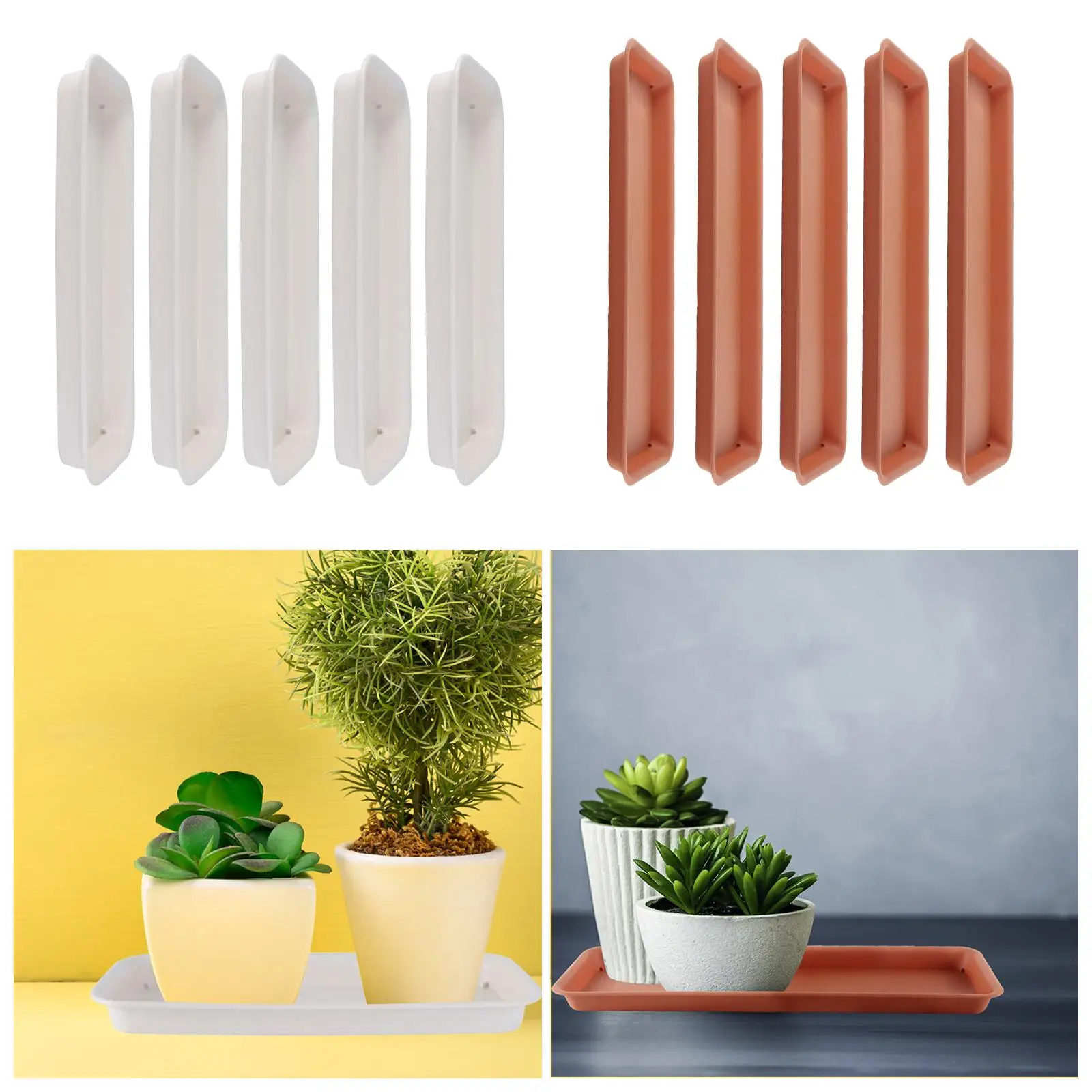 5x Plant Coasters Plant Bowls Rectangular Plant Bowls Flower Pot Bowls for Yard, Garden, Indoor Outdoor, Windowsill