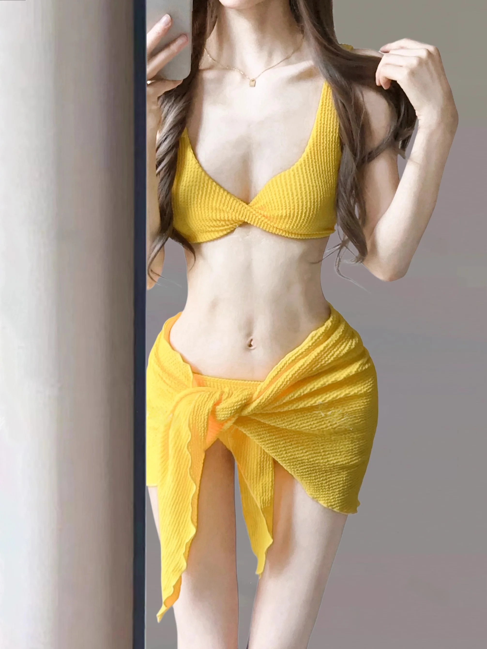 

Купальник Beyue Conservative Hot Spring Aosphere для женщин: комплект из двух частей с V-образным вырезом, для небольшой груди, с эффектом пуш-ап, утягивающий, сексуальный бикини