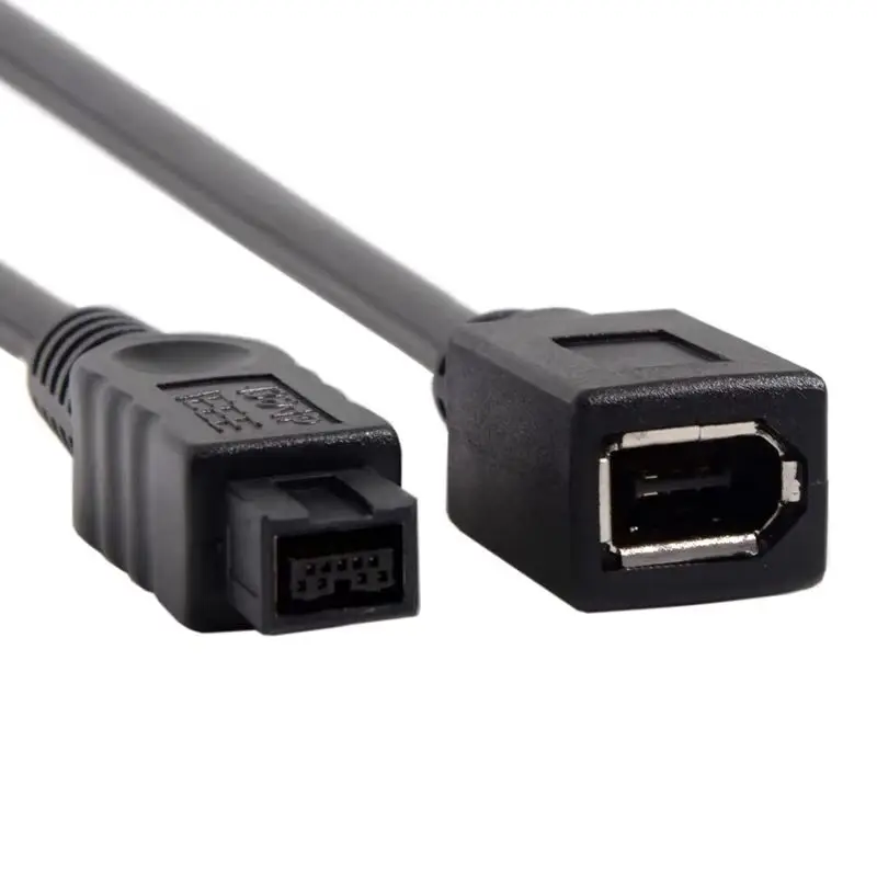 Black IEEE 1394 6Pin Female To 1394b 9Pin Female FireWire 400 To 800 Cable Cord Adapter To Connect To A Computer Digital Camera