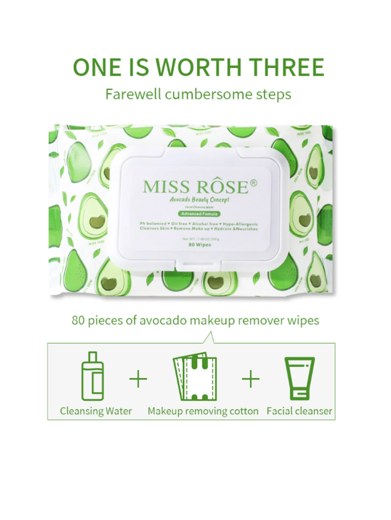 使い捨てアボカドメイク落としワイプ-メイク落とし、自動プレスボックス、80枚パック、メイク落とし、ポータブルバッグ