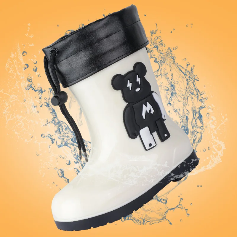 Anti-Slip Children Baby Rain Shoes Kids Rain Boots Girls Boys Rainboots  PVC Waterproof Mid-Calf Water Shoes Soft Rubber