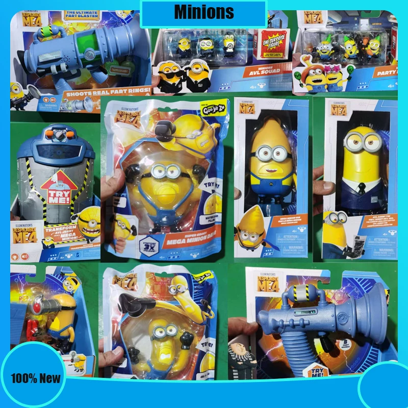 2024 Despicable Me 4 Minions Movie Anime Toy The Same Toy Sound And Light Poof Launcher  Ring Fart Launcher Doll Chirstmas Gifts