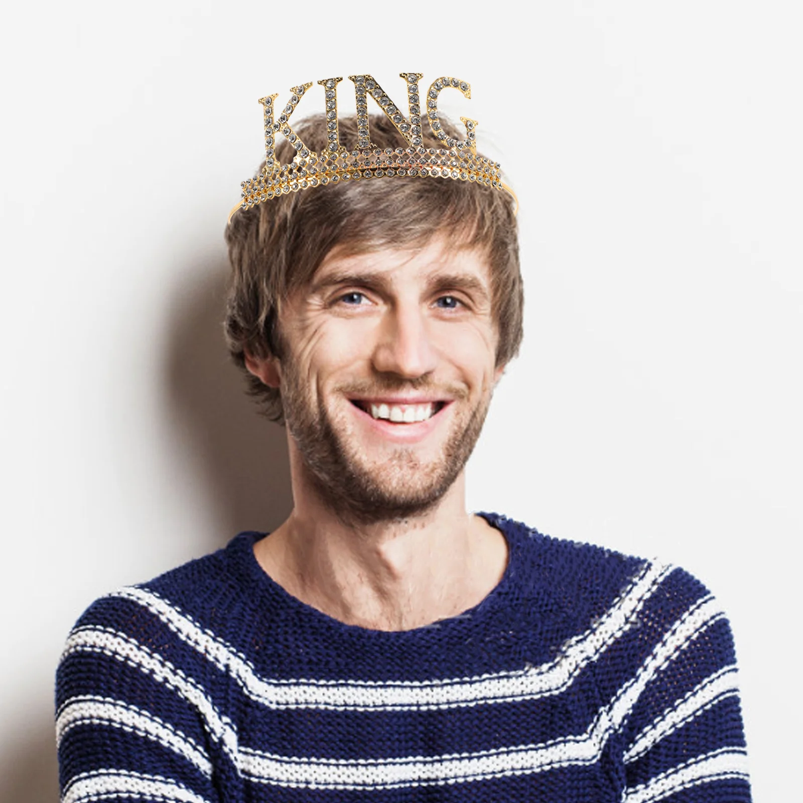 1 قطعة تاج الملك خمر البلاستيك الراين عيد ميلاد تاج للرجال الصبي تأثيري حفلة ديكور عقال زي التبعي