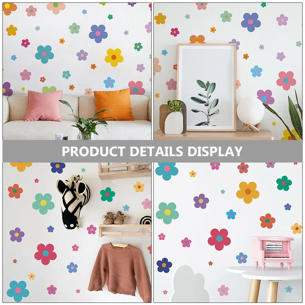 

9 Sheets Home Decoration Wall Stickers Exquisite Colorful Floral Decals for Bedroom Living Room Wall Decor Removable Adhesive