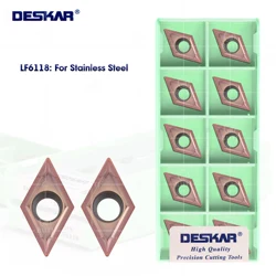 DESKAR 100% Original DCMT070204 DCMT070208 MV DCMT11T304 DCMT11T308 LF6118 Carbide Insert Turning Tool Blade For Stainless Steel