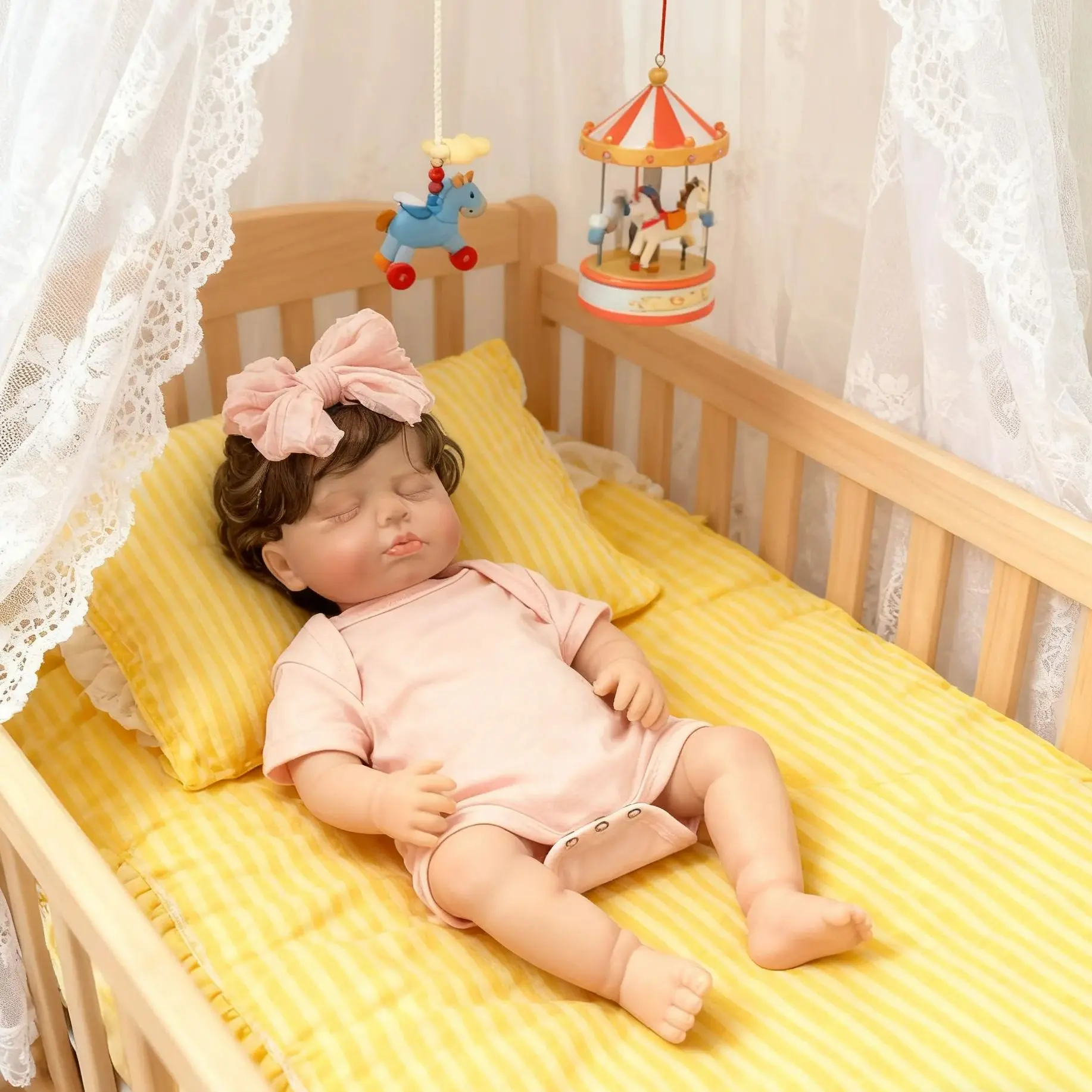 ตุ๊กตาเด็กผู้หญิงหลับตา รุ่น Loulou ขนาด 19 นิ้ว ทำจากไวนิลทั้งตัว เหมือนจริง