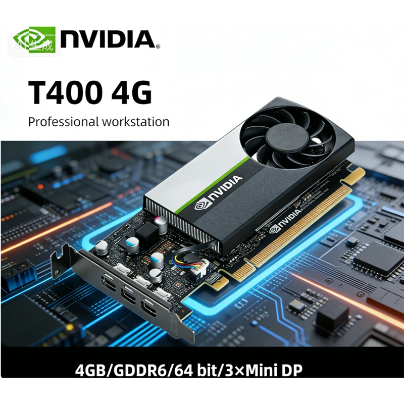 

NVIDIA T400 4GB GDDR6 64bit graphics card PCI-E 3.0 3×Mini DP 1.4 interface 30W Low Power for CAD Design Workstation GPU