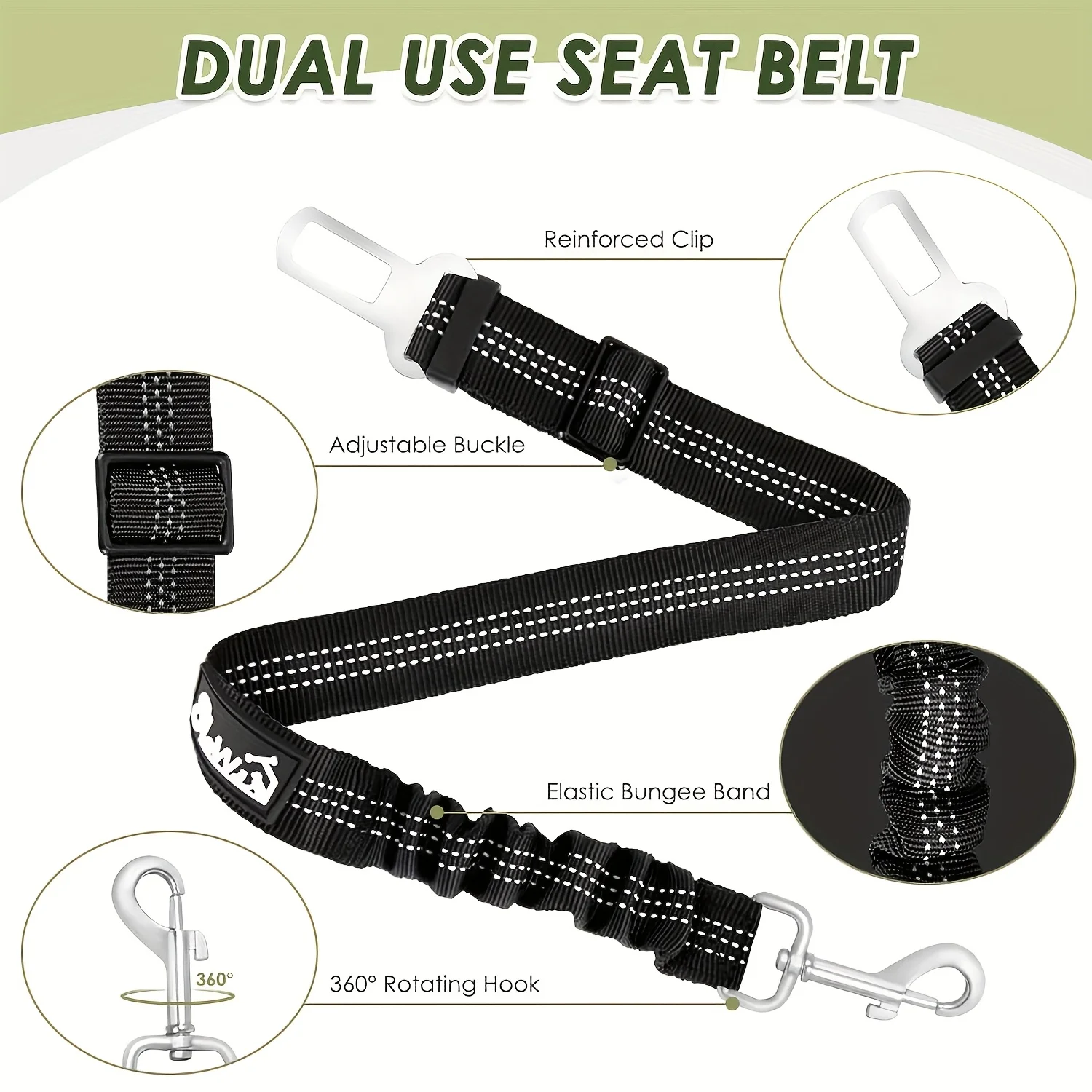 1Pc Pet Car Safety Belt with Adjustable Leash, Safe Driving and Collision Prevention, Durable Nylon Material, Suitable for Small and Medium-Sized Dogs, Pet Car Seat Travel Protection, Road Trips, Autumn/Winter Outings/Halloween Pet Travel Gift/International Dog Day Road Trip Gift