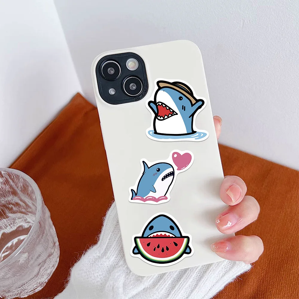 50Pcs Cartoon Fat Shark Cute Stickers DIY Phone Laptop Diary Guitar Helmet Suitcase Graffiti Waterproof Sticker Decals Kids Toys