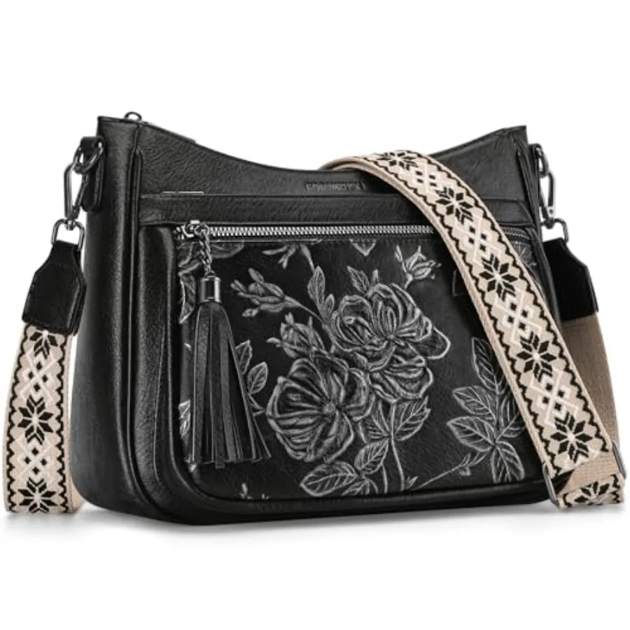 

Crossbody Bags for Women, Vegan Leather Medium Crossbody Purse, Spacious Daily Travel Shoulder Bag with Boho Strap