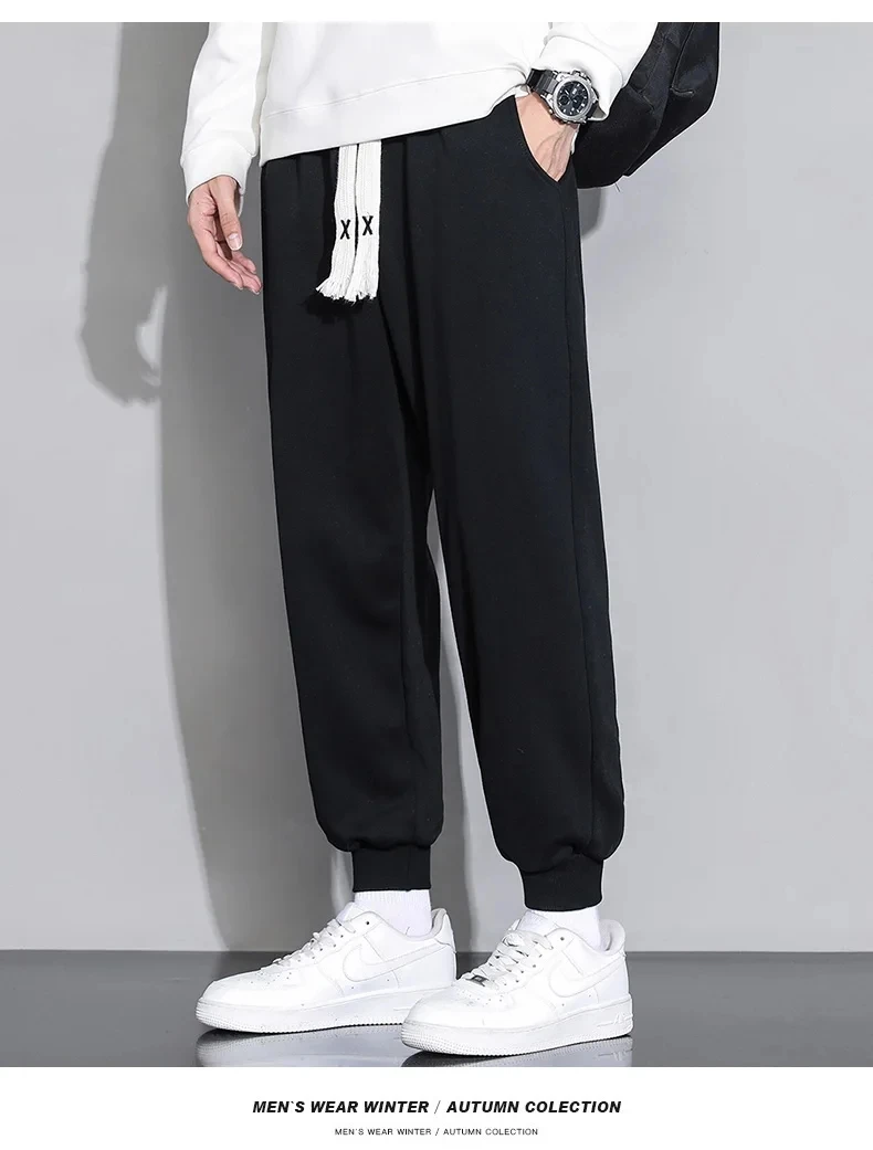 2022 Autumn Casual Sports Pants Men's Thin Korean Style Trendy Knitted Sweatpants Streetwear Men  Harem Pants