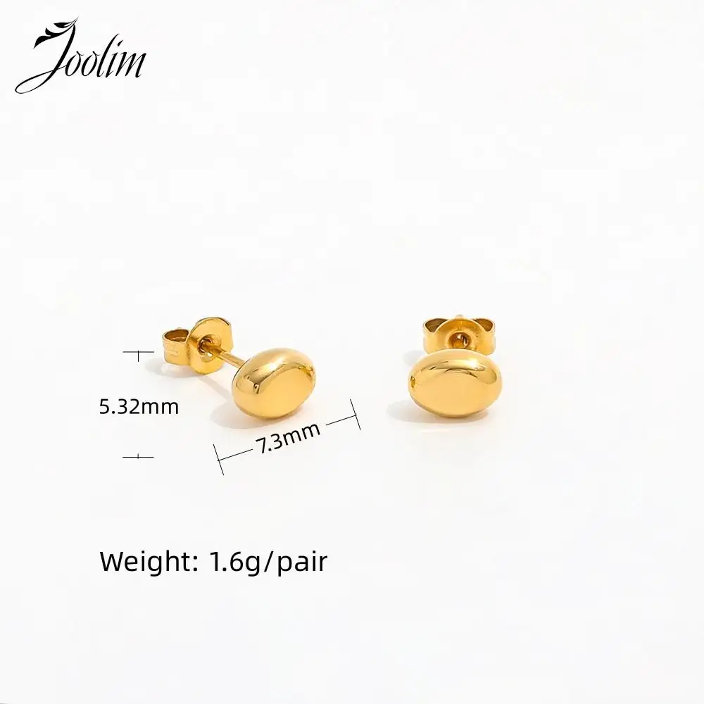 Joolim Jewelry High Quality PVD Wholesale Waterproof Classic Mini Dainty Flat Bead Stud Stainless Steel Earring for Women