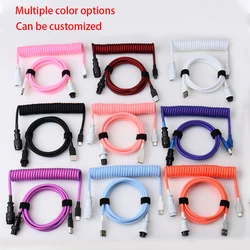 LANO Coiled Cable Micro Usb Type C Flexible Gaming Keyboard Double-Sleeved Wire With Detachable GX16 Aviator Connector Charging