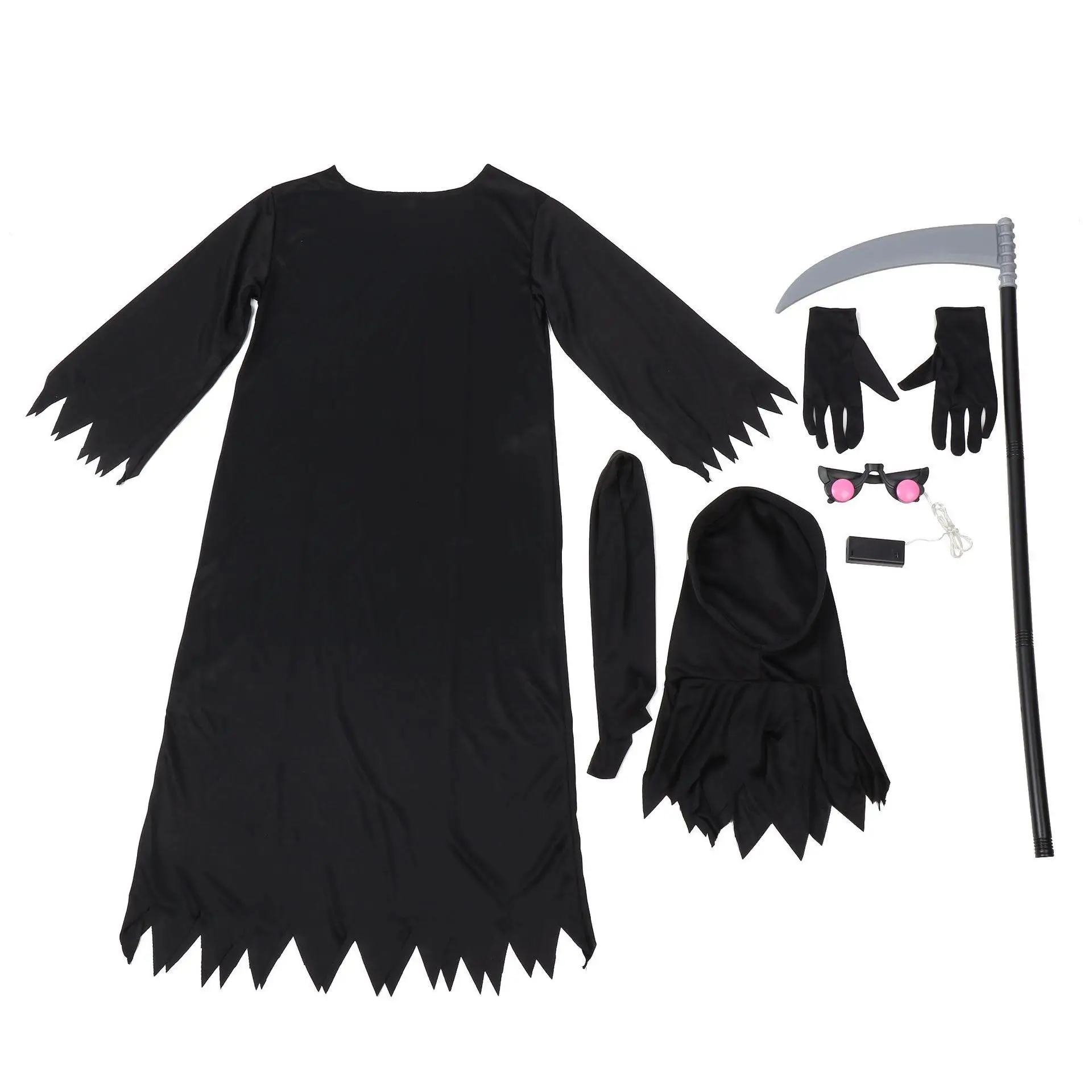 loween Costume da Reaper per bambini con occhi luminosi rossi Costume tradizionale cinese di scena per bambini Autunno 2025
