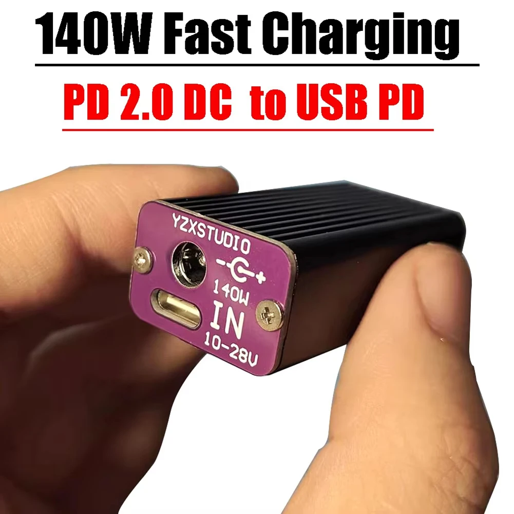 

Aluminum Alloy 140W PD Fast Charging Converter TYPE C Car Charger Compatible with High Power DC Devices Dual Port Output