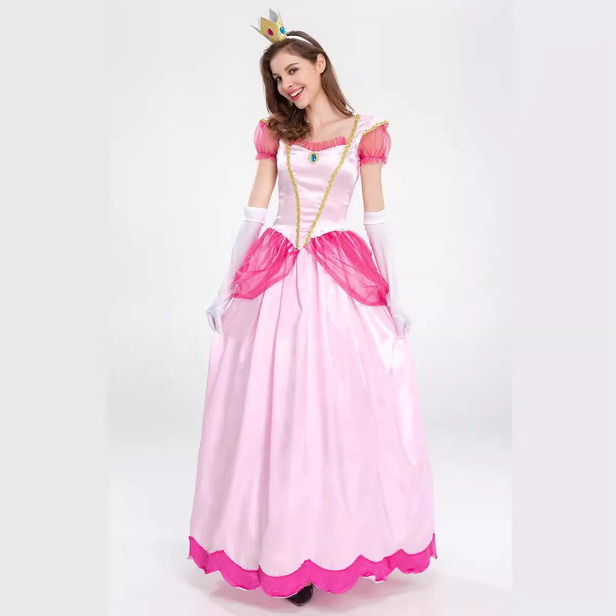 New Princess Dress Palace Party Queen Skirt Pink Peach Blossom Clothes Anime Halloween Costumes for Women