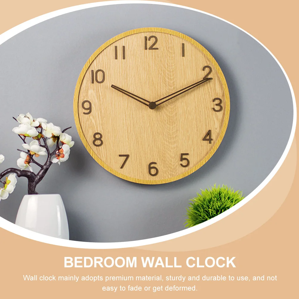 

Silent Large Number Wood Wall Clock Round Shape Home Bedroom Living Room Decor Decorative Hanging Clock