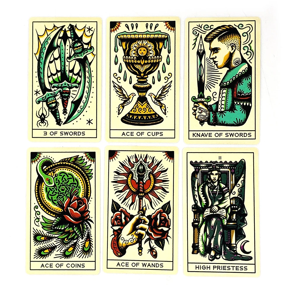 売れ筋タトゥータロットカード 78枚のタロットデッキ PDFガイドブック 未来占い ボードゲーム 家族の集まり カードゲーム