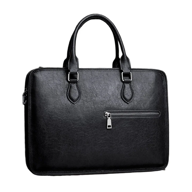 

Men's genuine leather cowhide briefcase messenger bag soft style computer waterproof