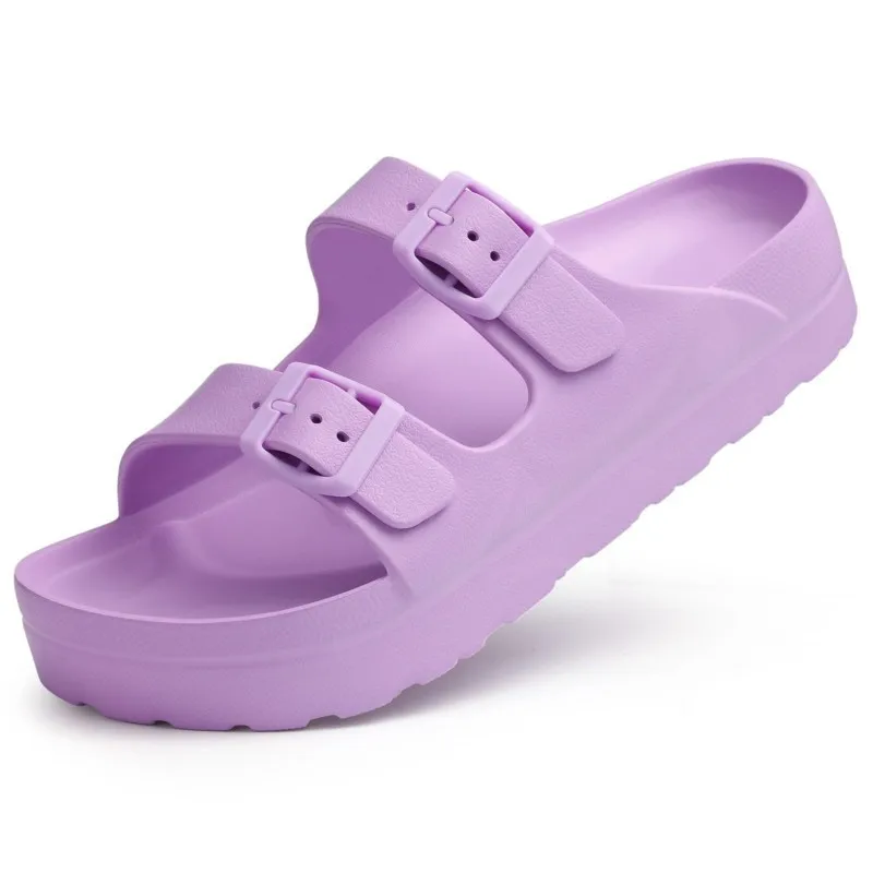 Smile Sandalias de plataforma cómodas con zapatillas de espuma de verano para mujer con soporte para el arco, sandalias de playa de verano con hebilla ajustable