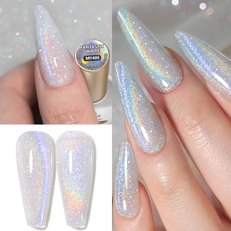 BORN PRETTY Reflective Fantastic White Cat Magnetic Eye Gel Polish 10ml Holographics Sparking Glitter UV LED Soak Off Salon Nail