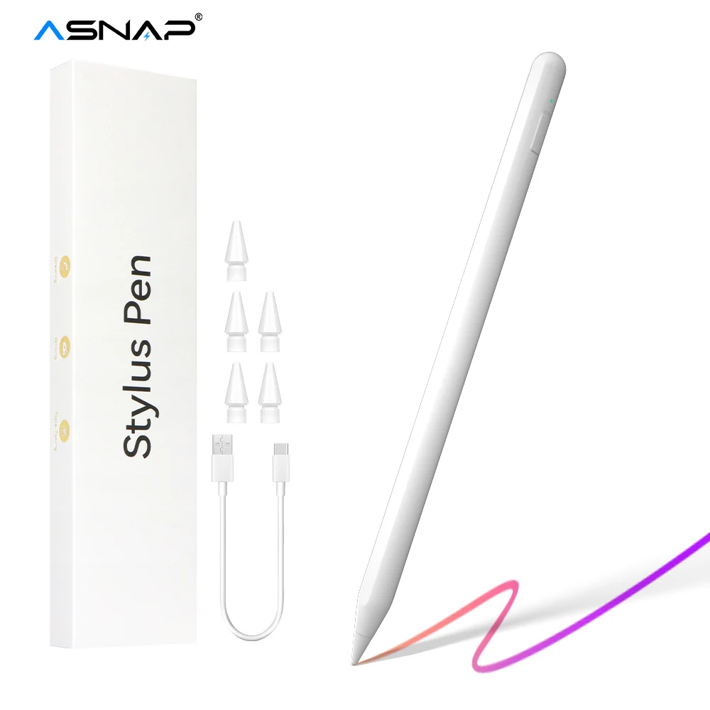 Asnap Stylus Pen for Apple Pencil Magnetic Wireless Charging Bluetooth Palm Rejection Tilt Pens Long Battery Life for iPad Pro