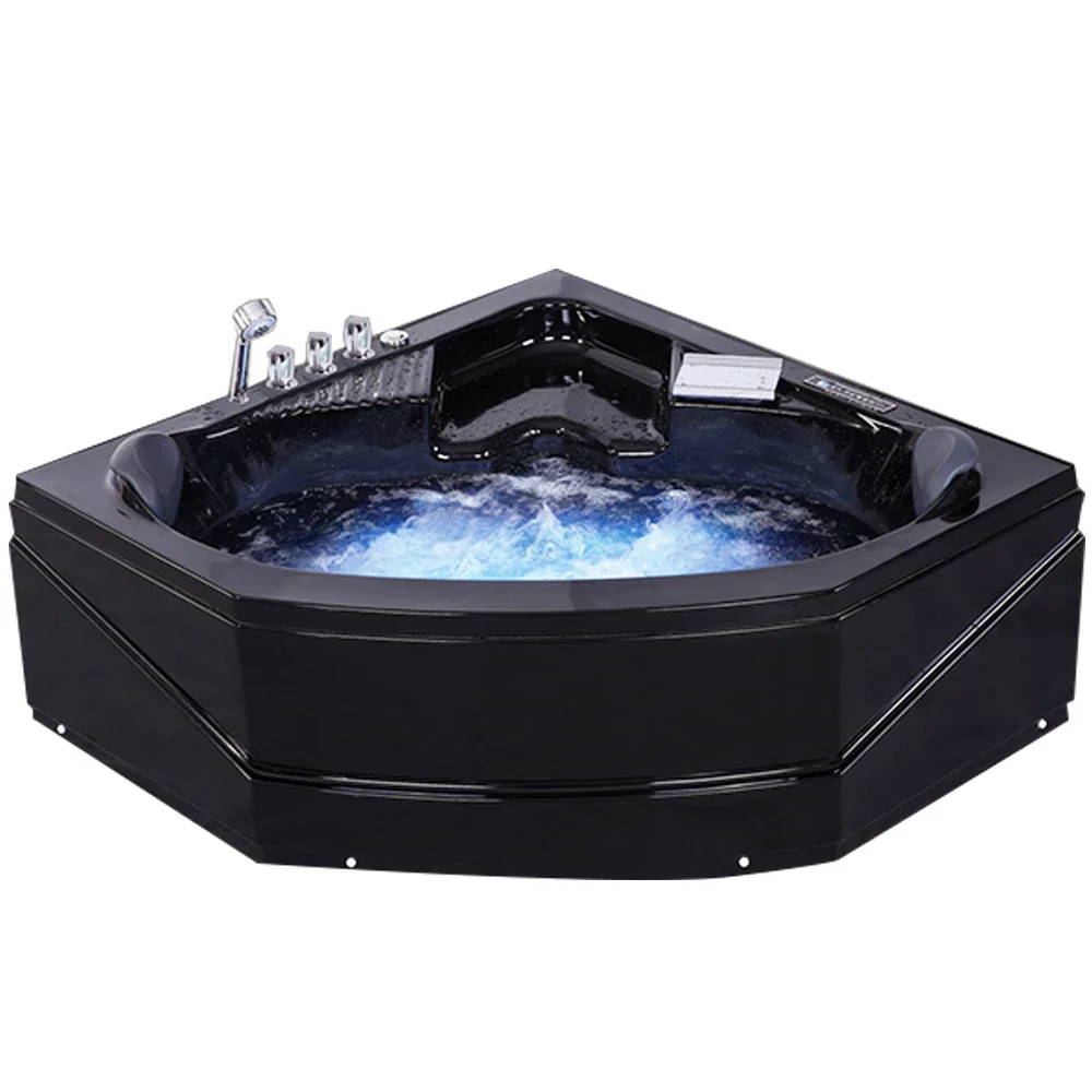 &c  Acrylic Fiberglass Modern Bathtub with Whirlpool Combo Massage for Apartment Use Corner Installation