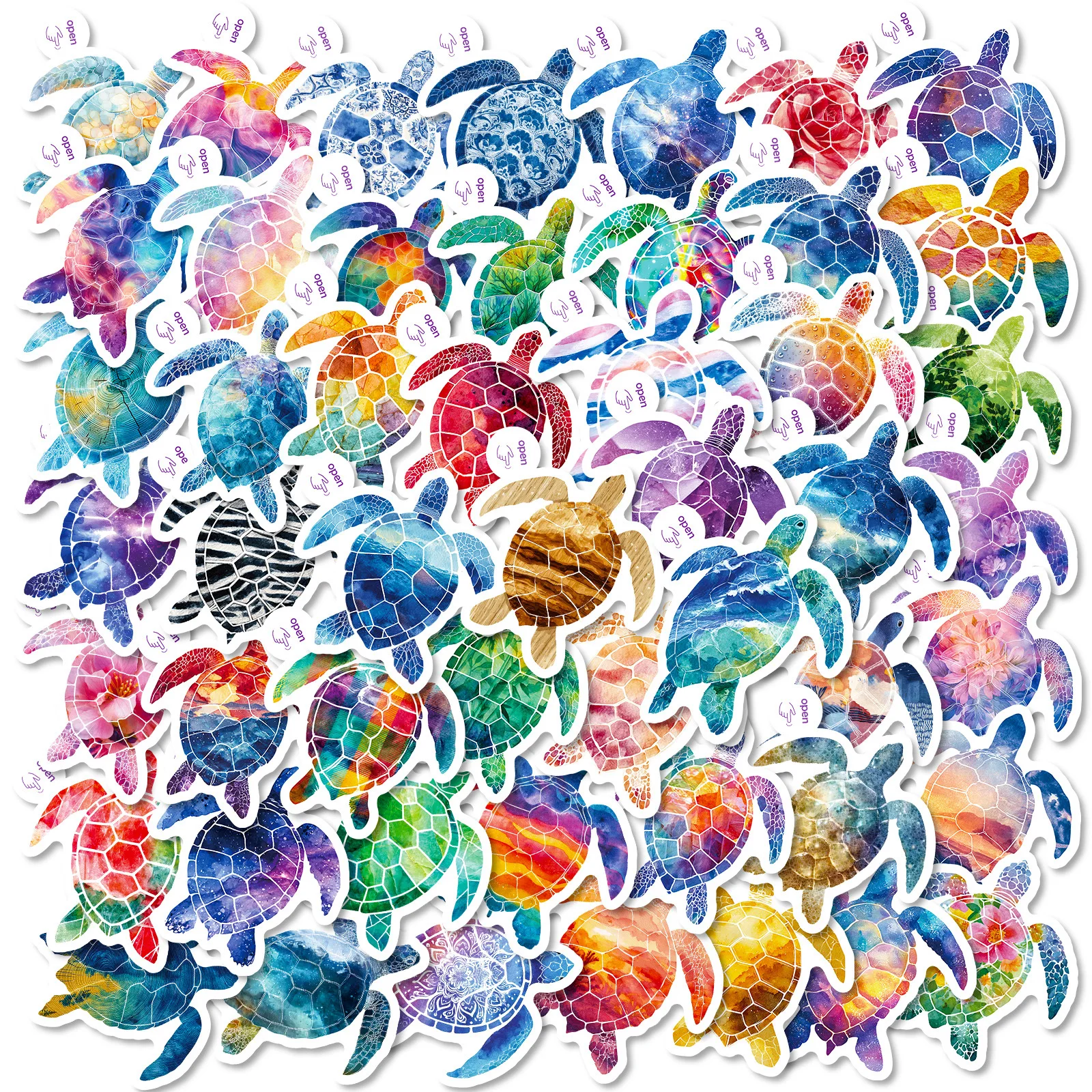 10/50PCS Cartoon Colorful Sea ​​Turtle Stickers Creativity Ocean Animals Graffiti Decoration DIY Notebook Guitar Phone Decals