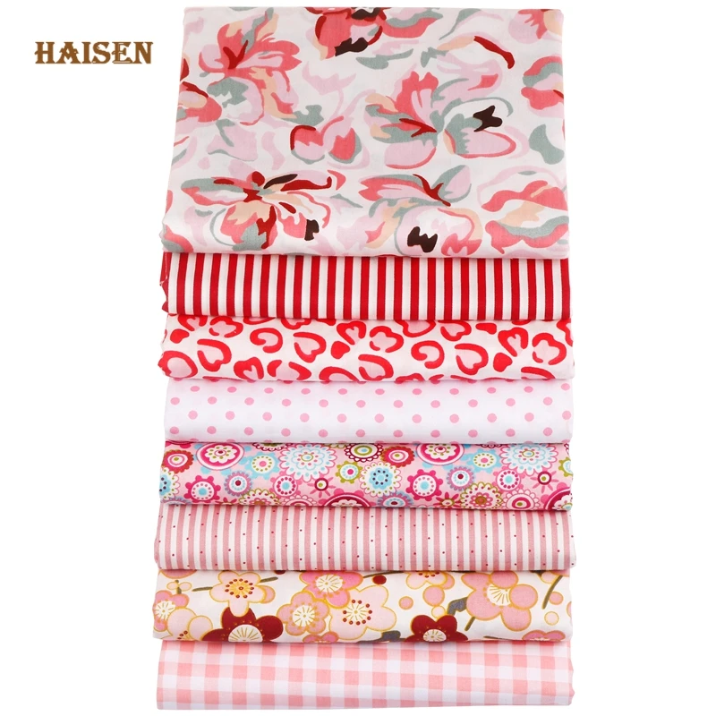 Printed Twill Cotton Fabric,Patchwork Cloth,DIY Sewing Quilting Material Calico For Baby&Child,8pcs 40x50cm New Pink Pattern Set