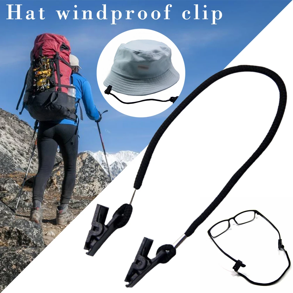 Hat Windproof Clip Outdoor Hat Scarf Wind Clip Lanyard Rope Prevent Being Blown Off For Camping Hiking Travell Climbing Tool