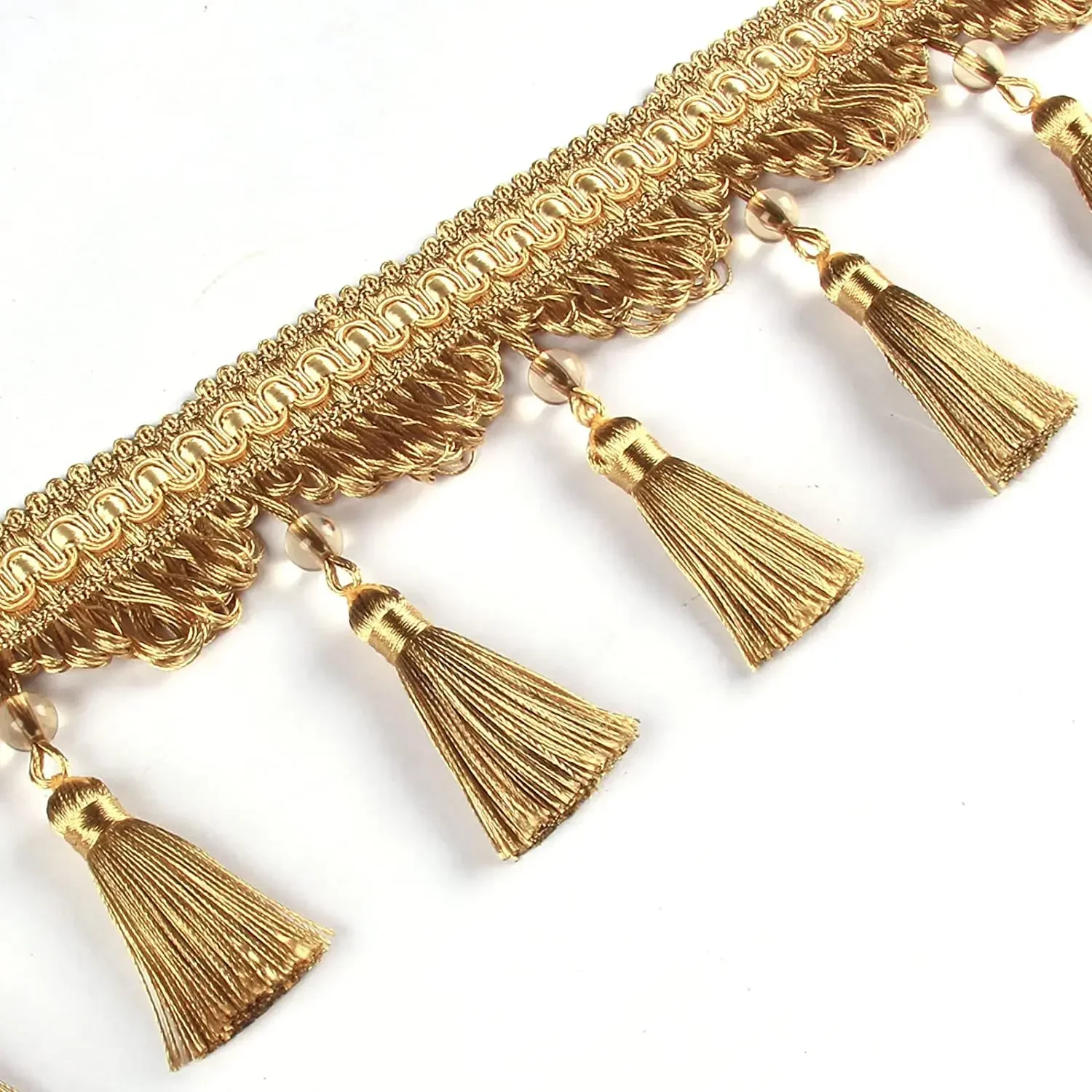 6&3 Meters Lace Fabric Tassel Fringe Trim Crystal Beaded Tassels Lace for DIY Sewing Fabric Curtain Accessories Lace Decoration