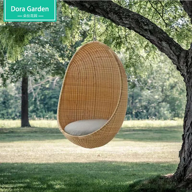 Custom home balcony rattan hanging chair hanging basket simple outdoor villa homestay courtyard garden swing hanging