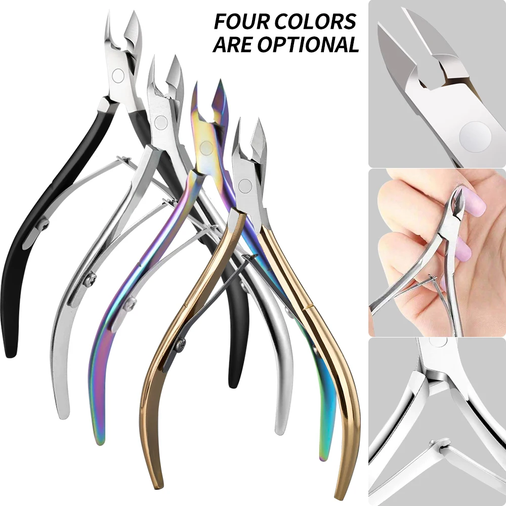 1Pcs Stainless Steel Nail Cuticle Nipper Scissors Colorful/Gold/Silver/Black Dead Skin Remover Eagle Beak Pedicure Manicure Tool