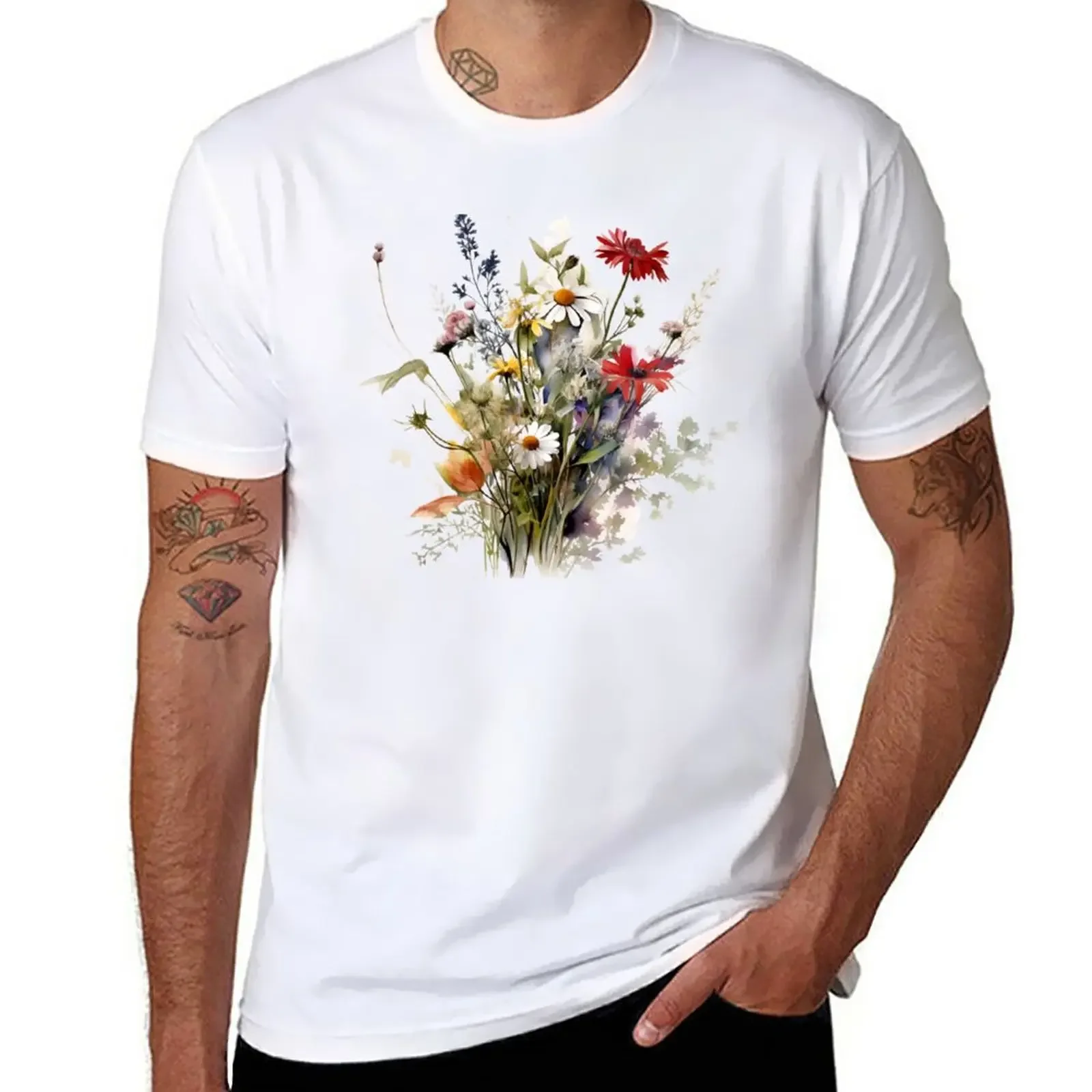 New Wild Flowers Botanical Flower Nature T-Shirt plus size clothes quick-drying men clothings