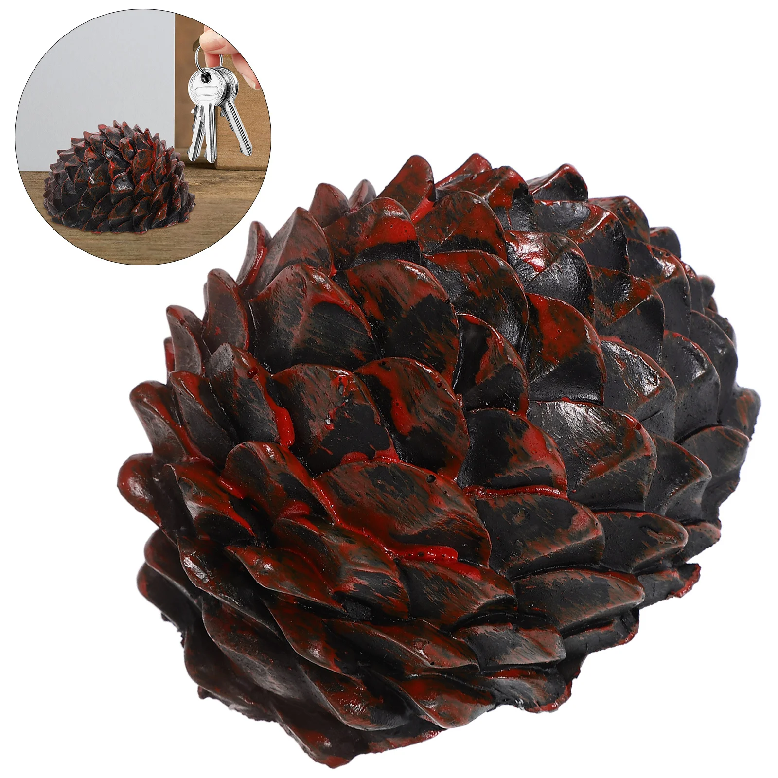 Cache-clé extérieur en forme de cône de pin, boîte porte-clé cachée en résine pour décor de jardin, rangement sécurisé pour les clés de maison