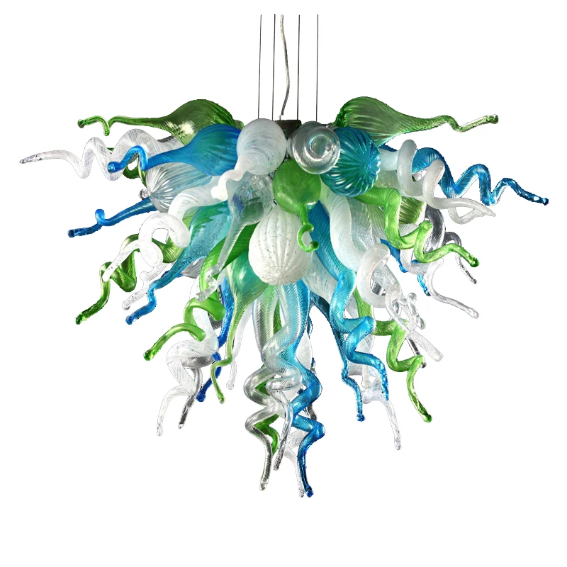 Hanging Indoor Lights Hand Blown Decorative Glass Pendant Lamp Ceiling Chandelier LED Multi Colored