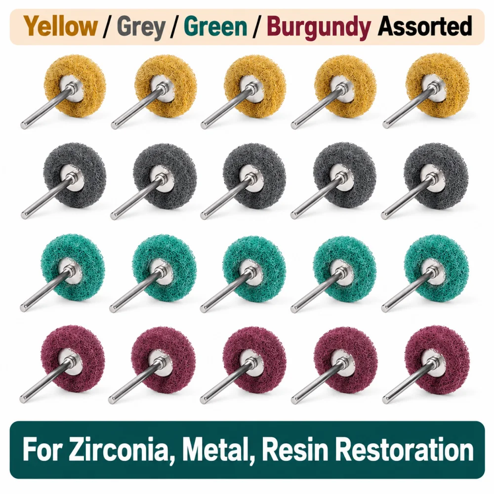 200/100/50PCS Dental Polishing Brush Double Layer Polish Wheel Teeth Polisher Rubber Nylon Alumina Odontologia Rotating Tool