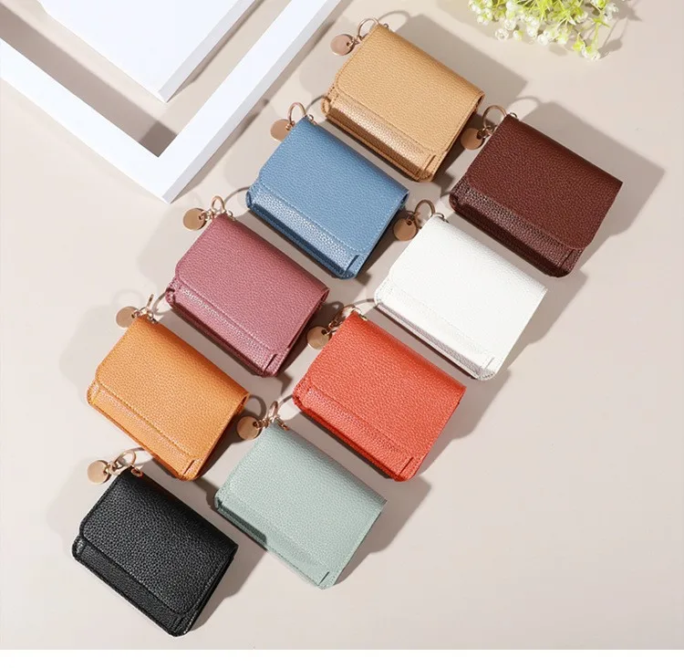 Minimalist Wallet Vintage Solid Color Short Wallet, Portable Bifold Coin Purse, Women's Credit Card Holder with Snap