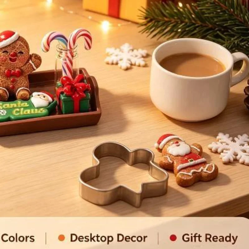 5/6/8Pcs/SET Mini Christmas Gingerbread Man Resin Ornament Set For Desktop Decor DIY Micro Landscape Holiday Decor