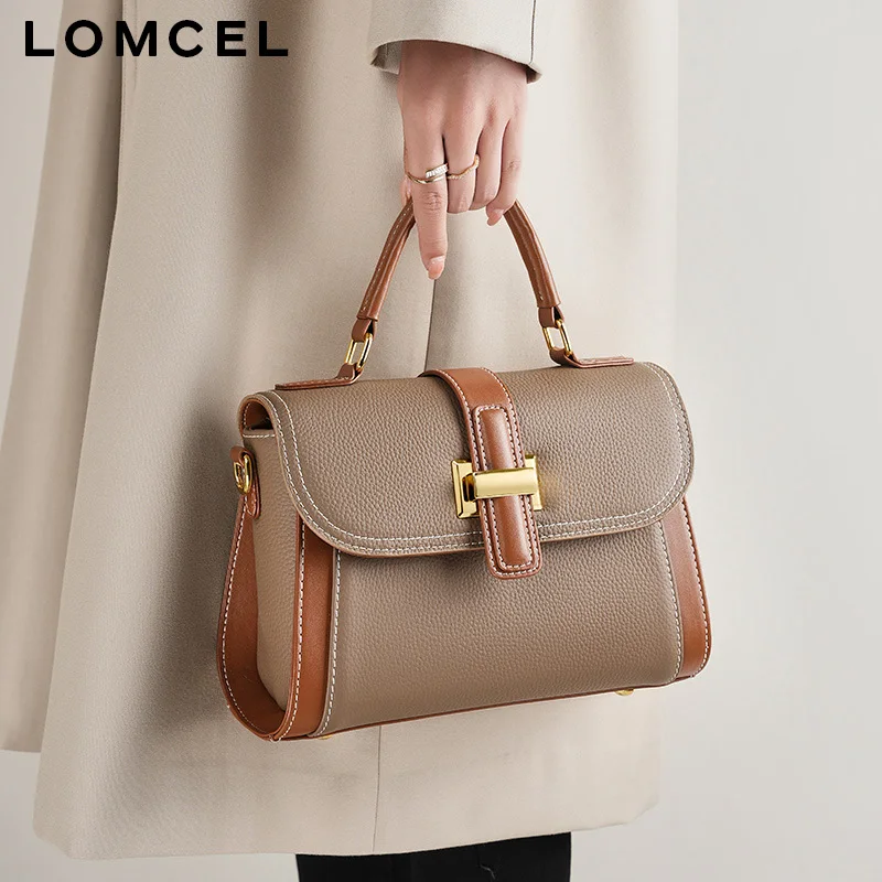 LOMCEL 31 Top-grade genuine cowhide handbag with luxurious texture, fashionable crossbody bag, small-sized niche lightweight