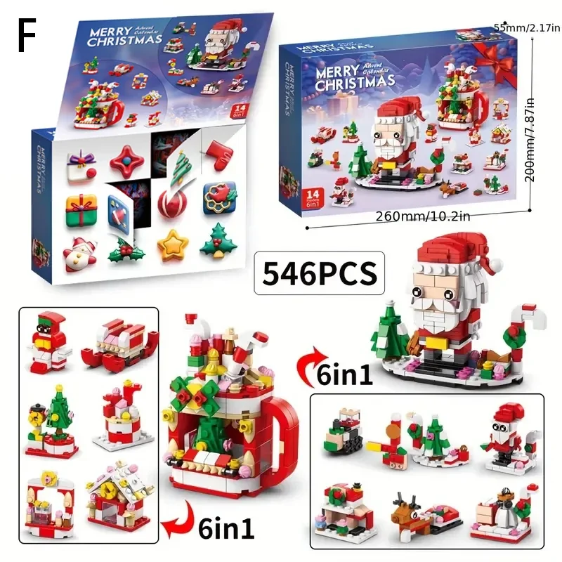 24 anni di natale building block toy blind box set natale calendario dell'avvento mattoni Kit di giocattoli educativi fai da te regalo per bambini adulti